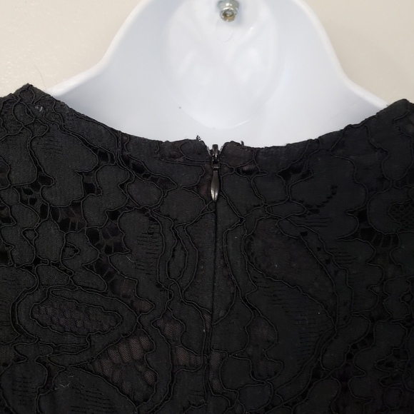 Ellison Women's Medium Black Lace Crop Top Blouse Short Sleeve Lined Shirt - Picture 6 of 8